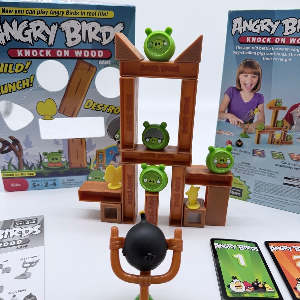 Mattel Angry Birds Knock On Wood Game Complete W2793 2010 Build Launch Destroy